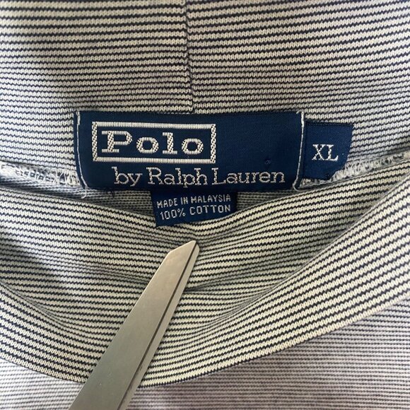 Polo Ralph‎ Lauren XL Gray Striped Turtleneck Long Sleeve Cotton Shirt Mens - Picture 3 of 9